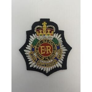 Royal Army Service Corps Gold Bullion Badge Crown on Black Felt 3.875"h x 3.5"w